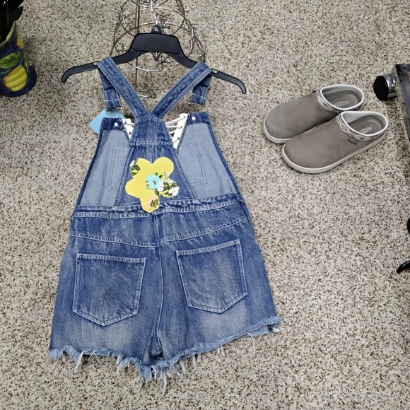 3918 Size Small Pol Upcycled Lace Up Over-all Shorts. New - Picture 5 of 5